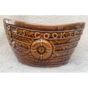 Vintage Cookie Jar Only No Lid McCoy Pottery USA No 354 Brown Cream Tug Boat